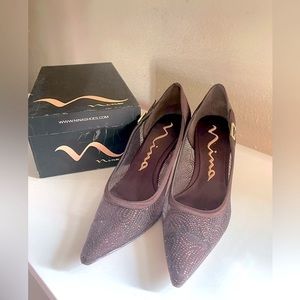 Nina Chocolate Textured Heels